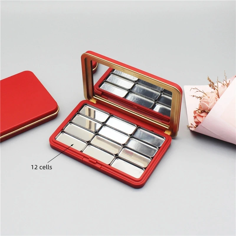 Matt Rot Magnetische Saug Box Pigment Verpackung Box Tragbare Outdoor Malerei Palette DIY Lidschatten Erröten Nagellack Leere Box – Detail 6