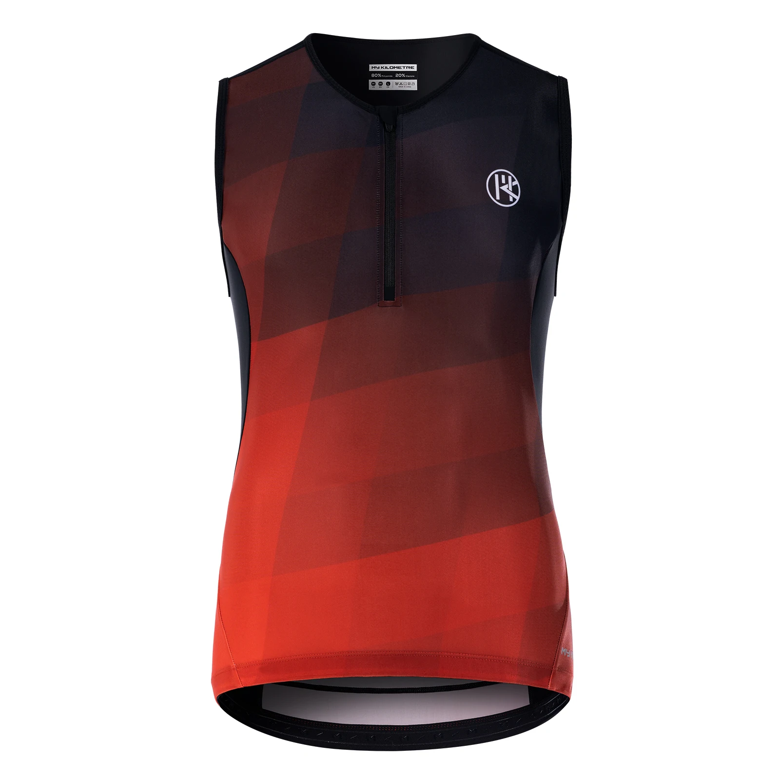 Men's Triathlon Skinsuits Half-zip Cycling Jersey Sleeveless Men Tri Top with 3 Rear Pockets Printed Red Blue Triathlon Singlet