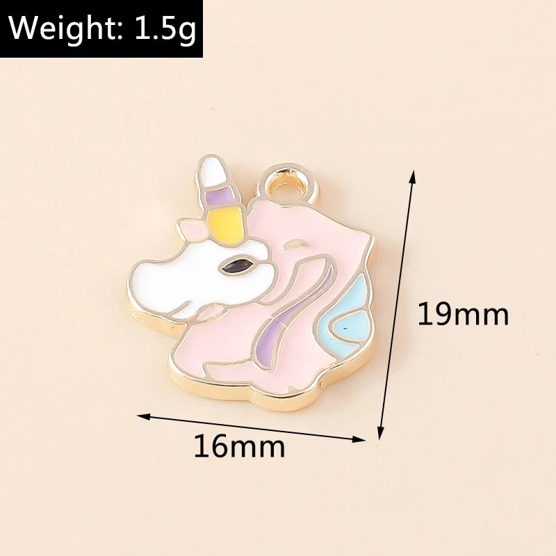 Leslie 10 Stück Emaille Pferd Regenbogen Einhorn Charms Anhänger für DIY handgemachte Ohrringe Armbänder Halsketten Schmuckherstellung Handwerk – Detail 17