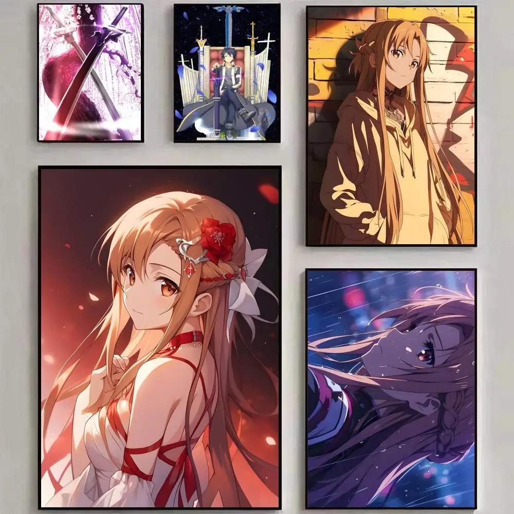Anime Sword Art Online Kirito Asuna Poster HD art sticky wall waterproof home living room bedroom bar aesthetic decoration