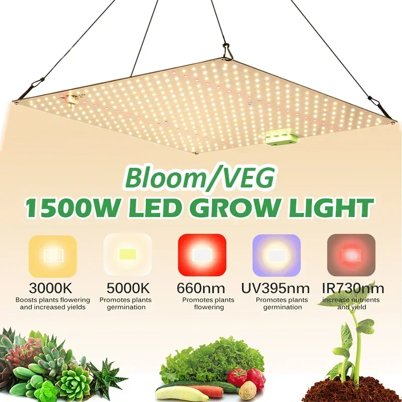 LED Grow Light Full Spectrum Veg and Bloom Phyto Lamp AC85-240V 36-120W for Indoor Grow Tent Hydroponic Ultrathin Growth Light