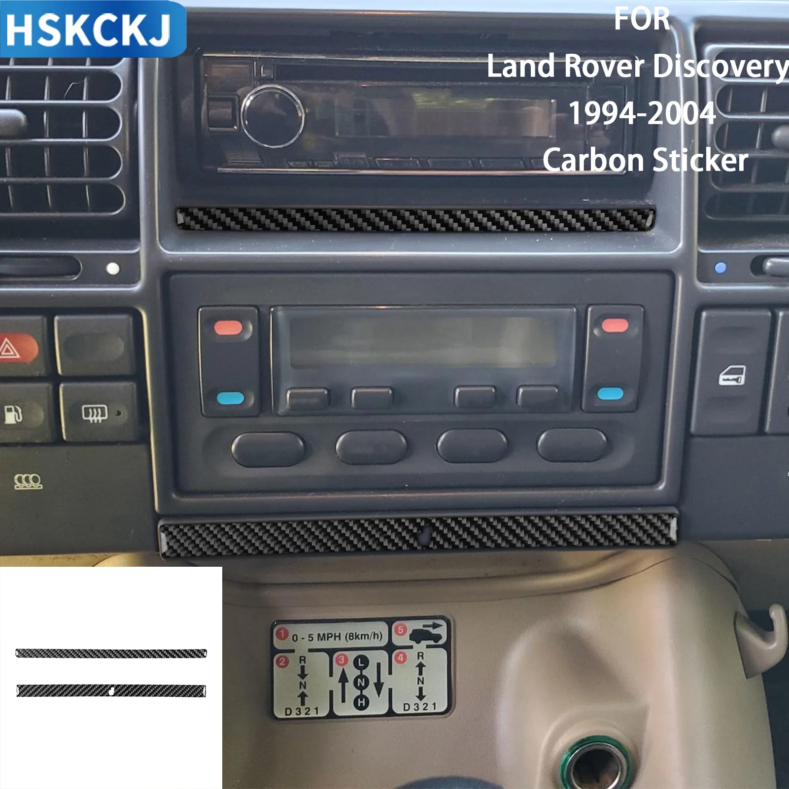 For Land Rover Discovery 1994-2004 Carbon Fiber Radio Cup Holder Trim Strip Kit Interior Accessories (2pcs)