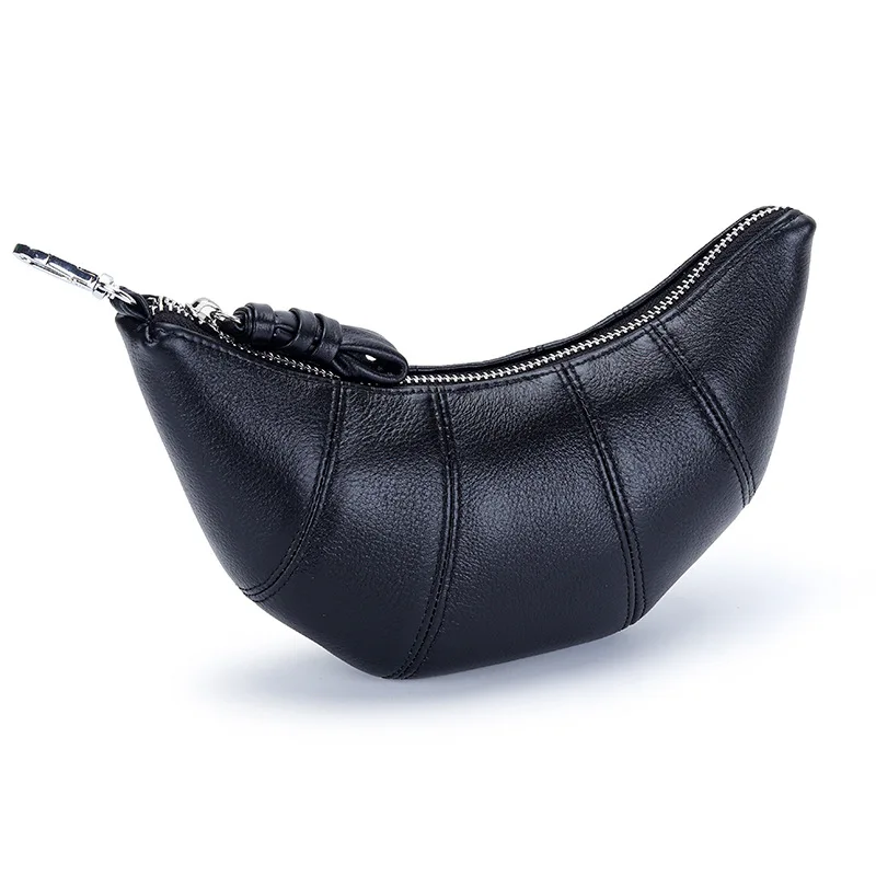 2023 New Fashion Cowhide Croissant Bag Female Halter Neck Shoulder Dumpling Bag Genuine Leather Cosmetics Storage Underarm Bag