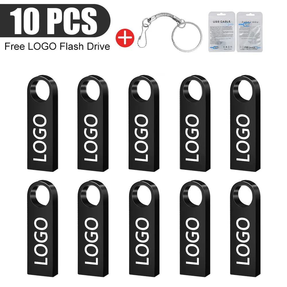 10Pcs/lot Metal USB Flash Drive 4GB 8GB Pen Drive 16GB 32GB Cle USB Stick 2.0 UDP Memory Flash Drive 64GB 128GB Free Custom Logo