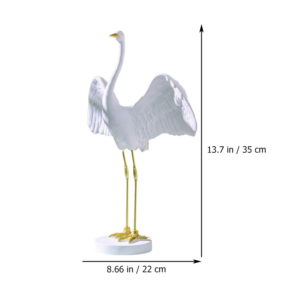 

1pc Resin Crane Crafts Creative Home Decor Red-Crowned Crane Household Ornament Stylish Decoration Delicate Craft Vivid Design