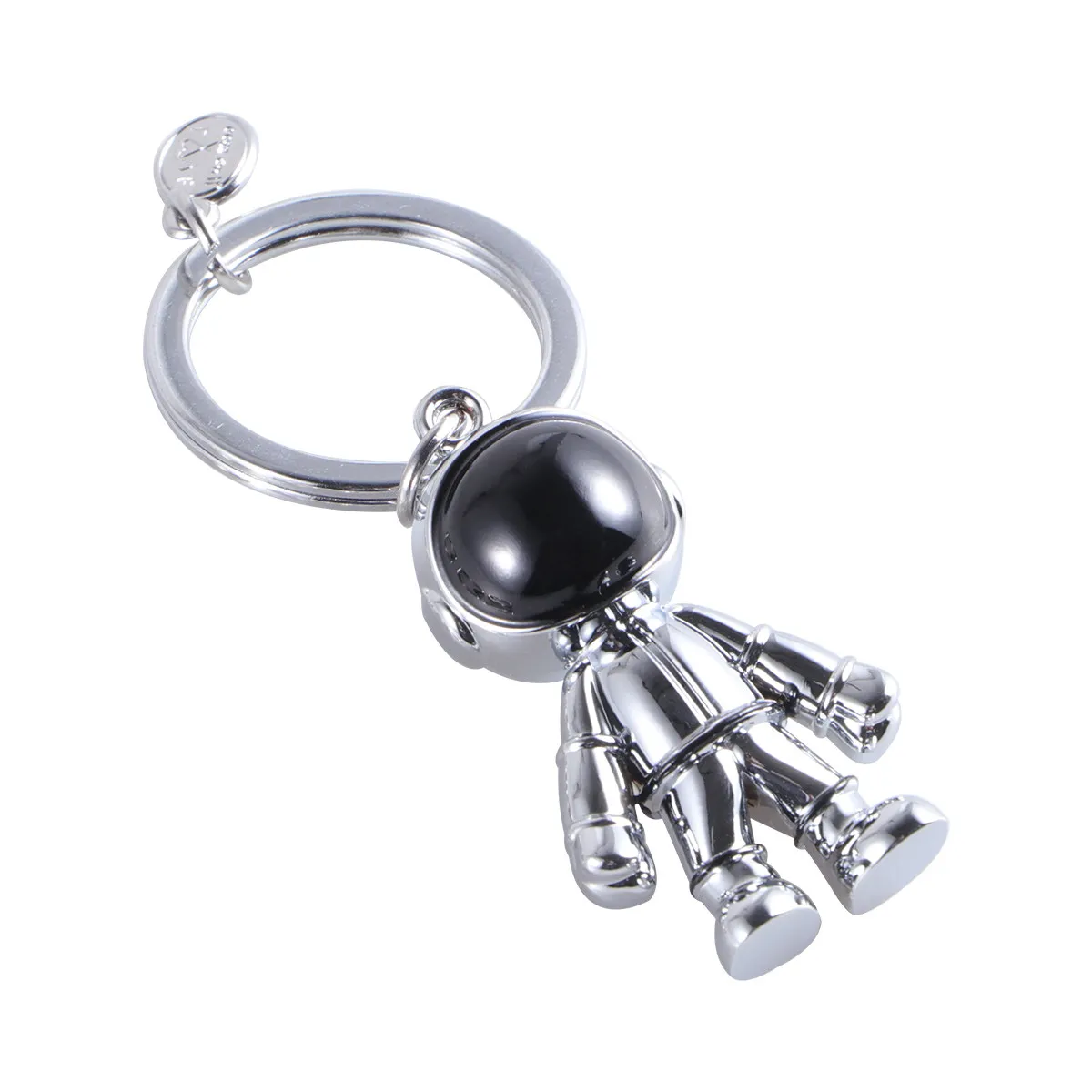Robot Keychain Space Alloy Key Ring Silver Pendant Gift for Men & Women – Fashionable Key Fob Accessory