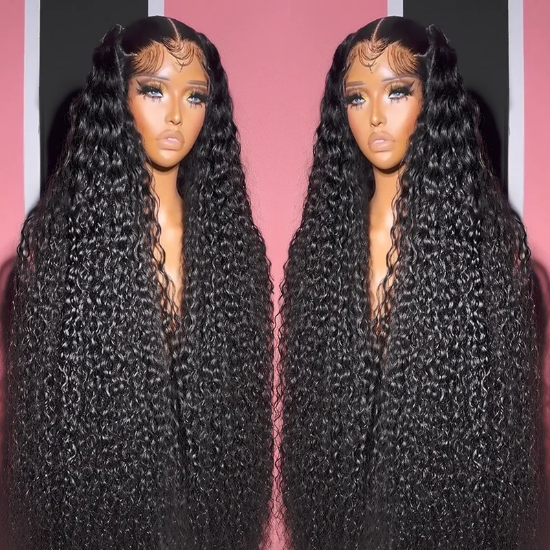 13x6 Hd Jerry Krullend Menselijk Haar Pruiken Diepe Golf Kant Frontale Pruik Water Wave Pre geplukt Lace Front krullen Pruik Braziliaanse Voor Vrouw