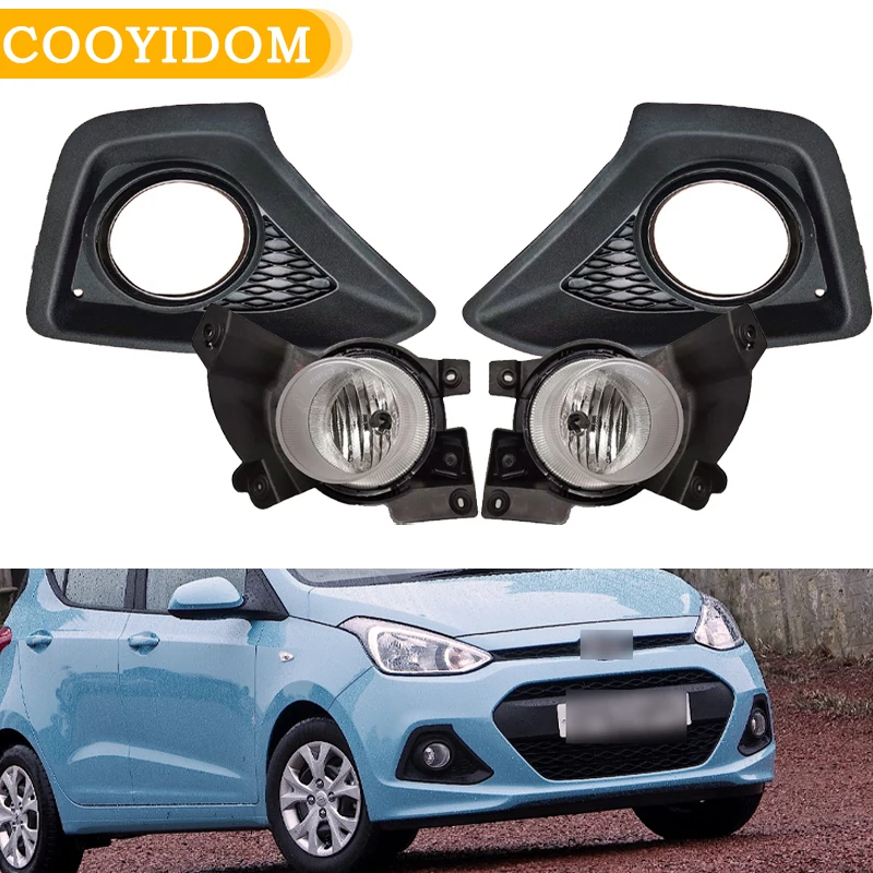 

Car Foglight For Hyundai GRAND i10 2014 2015 92202B4010 86527-B4010 86528-B4010 Driving Light Fog Lamp DRL Cover Grille