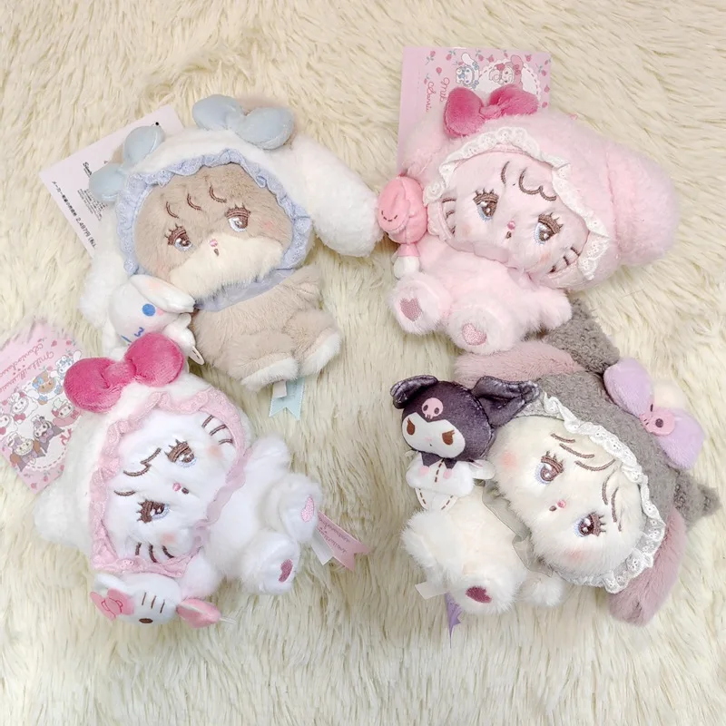 Kawaii Cartoon Mikko Sanrio Plush Toy Keychain Lovely Cammy Mousse Anime Melody Kuromi Stuffed Plush Doll Toy Bag Charm Gift