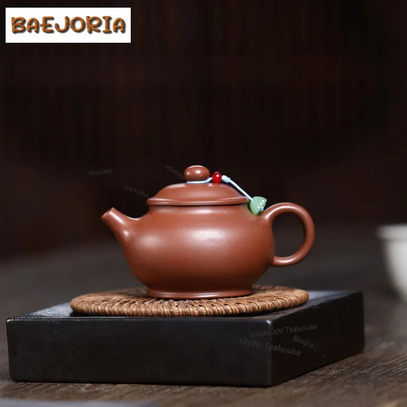 

160ml Elegant Yixing Purple Clay Teapots Handmade Round Abdomen Pan Pot Raw Ore Purple Mud Tea Maker Kettle Zisha Tea Set Craft