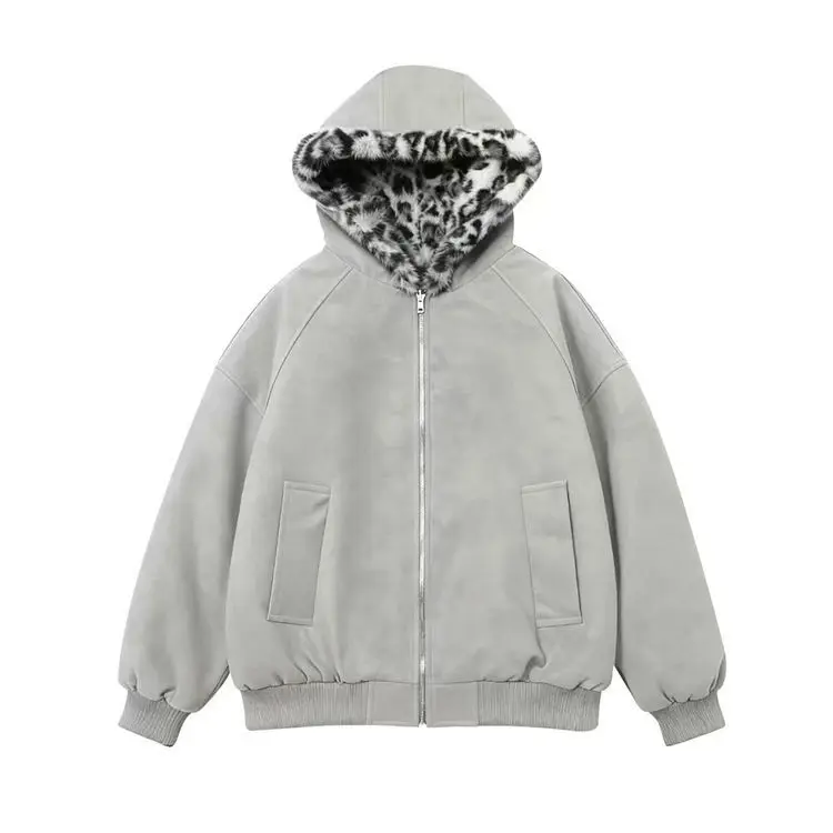 

Куртка премиум-класса с капюшоном, утолщенное бархатное двустороннее хлопковое платье с леопардовым принтом и капюшоном для женщин