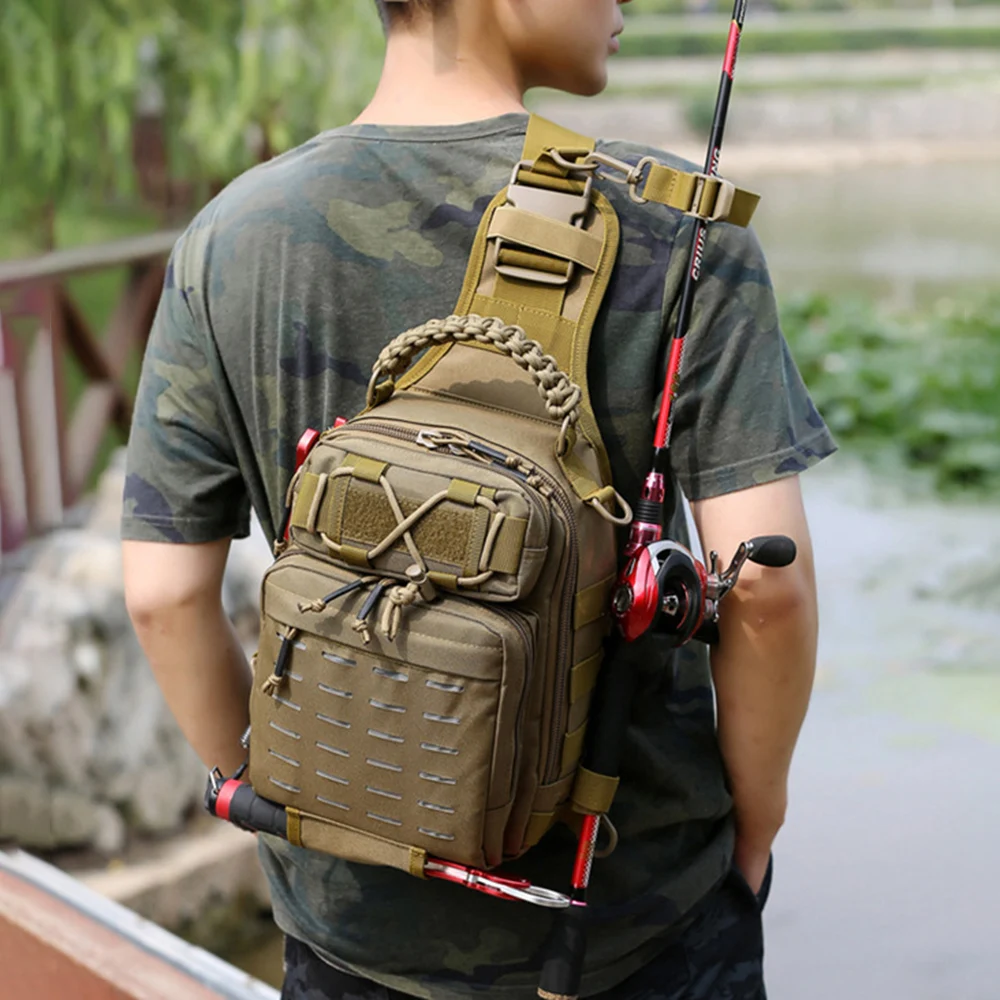 

Рыболовная сумка-слинг для снастей, сумка для хранения инструментов для рыбалки, походов, охоты, кемпинга, 8.3 * 6.3 * 11.8 дюймов