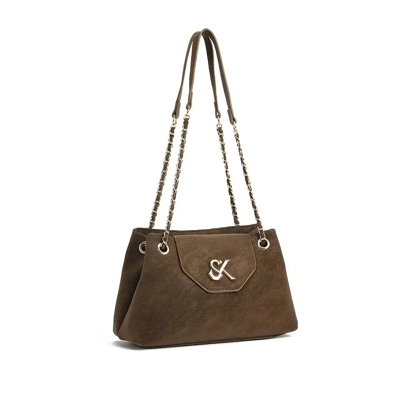 2026 Simple All-match Coffee Color Female Tote  Women Long-handle Handbag Underarm Shoulder Bag