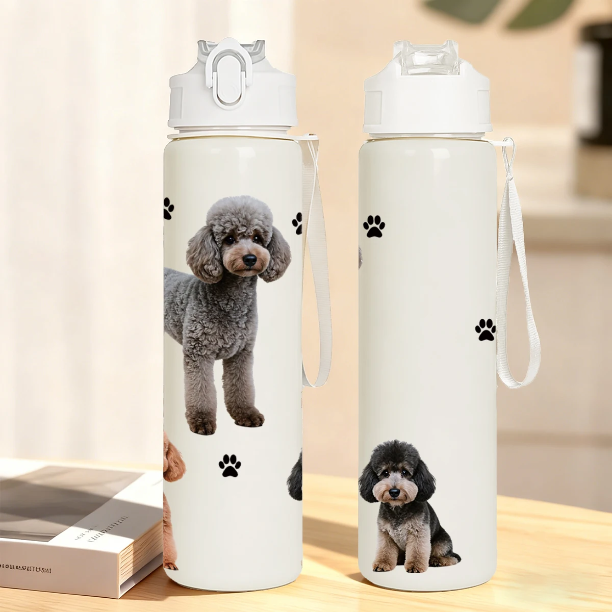 Botella de Agua de Plástico de 750 ml con Estampado de Animales, Reutilizable y a Prueba de Fugas para Uso Diario