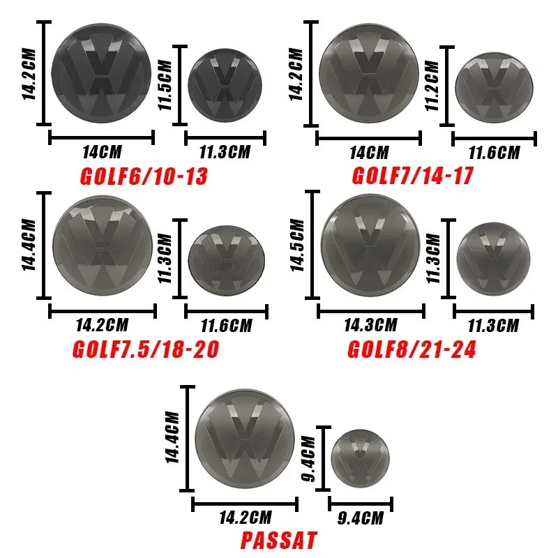 

2 шт. передние и задние эмблемы для Volkswagen VW Golf 6/Golf 7/Golf 7.5/Golf 8, модифицированные черные накладки на логотип, плоские зеркальные, аксессуар