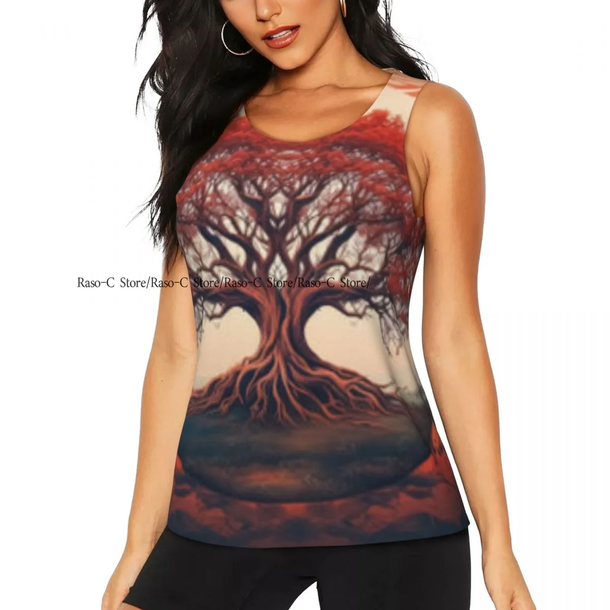Women Fitness Sexy Yoga Vest Magic Tree Of Life Sacred Symbol Gym Sports Top Tank Female