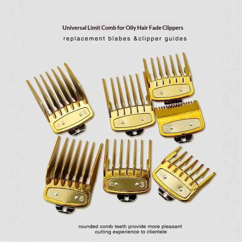 8-teiliges Set mit rutschfesten Aufsätzen für professionelle Haarschneidemaschinen, ideal als Zubehör für Friseure und für den Heimgebrauch. – Detail 8