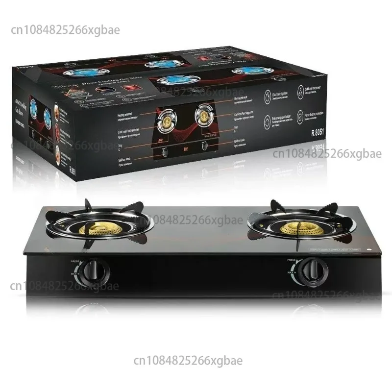 Dual Burner Gas Stove High Quality Electronic Ignition Countertop Kitchen Cookware Without Cylinder