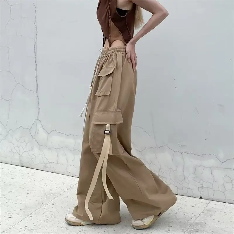 

American Casual Work Pants Women 2025 Summer New Niche Design Hip-Hop Multi-Pocket Thin Sports Pants