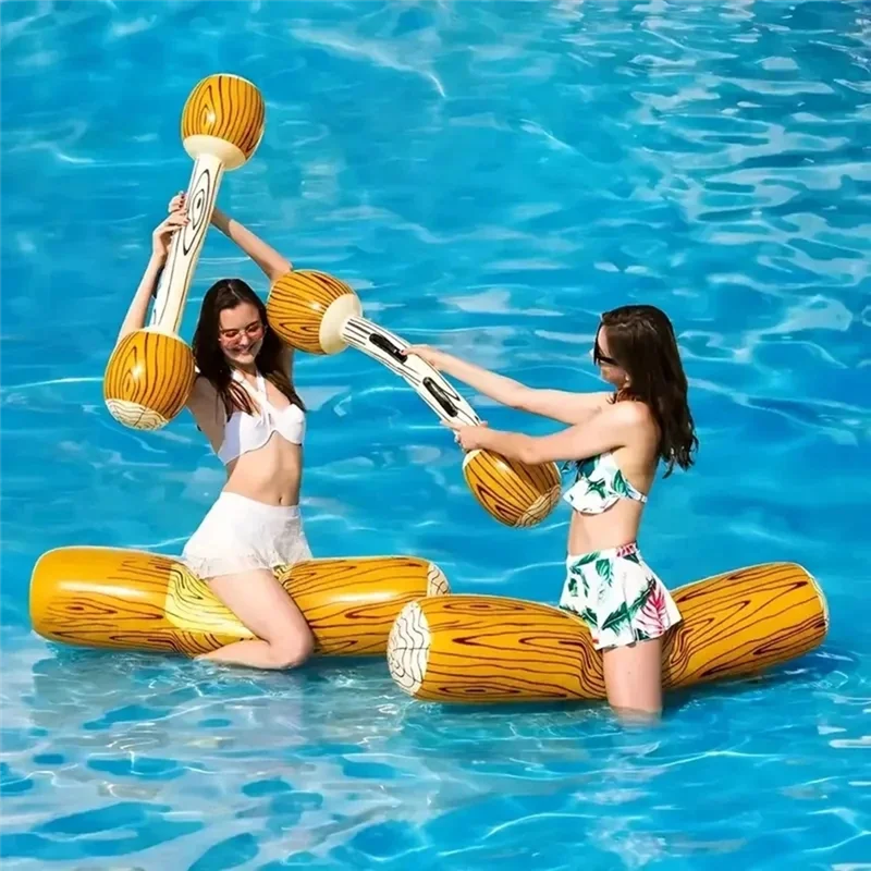 DELAM-Inflatable Floating Row,เด็กผู้ใหญ่ Pool-Party ชุด Log Rafts To Float สําหรับเกมชายหาดฤดูร้อน