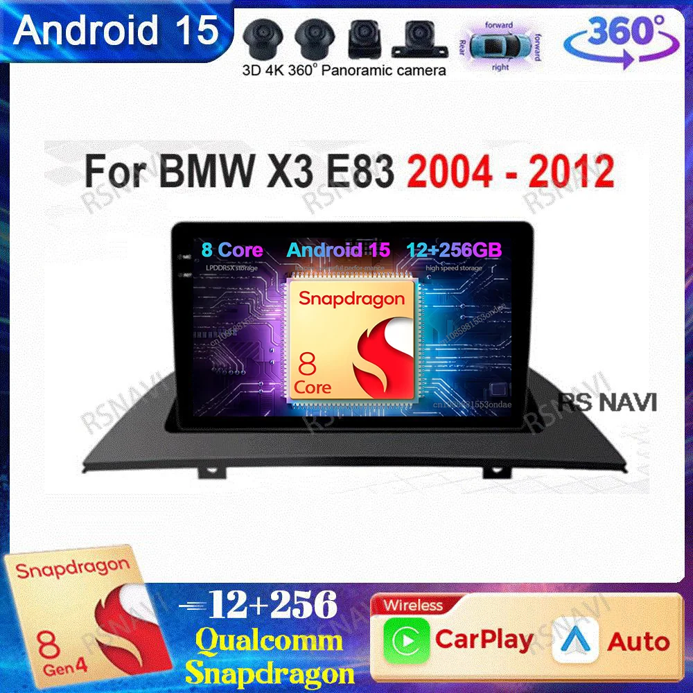 

Android 14 For BMW X3 E83 2004 - 2012 DVD Multimedia Wireless Carplay Auto Car Radio Stereo 5G WIFI 4G LTE Qualcomm Autoradio BT