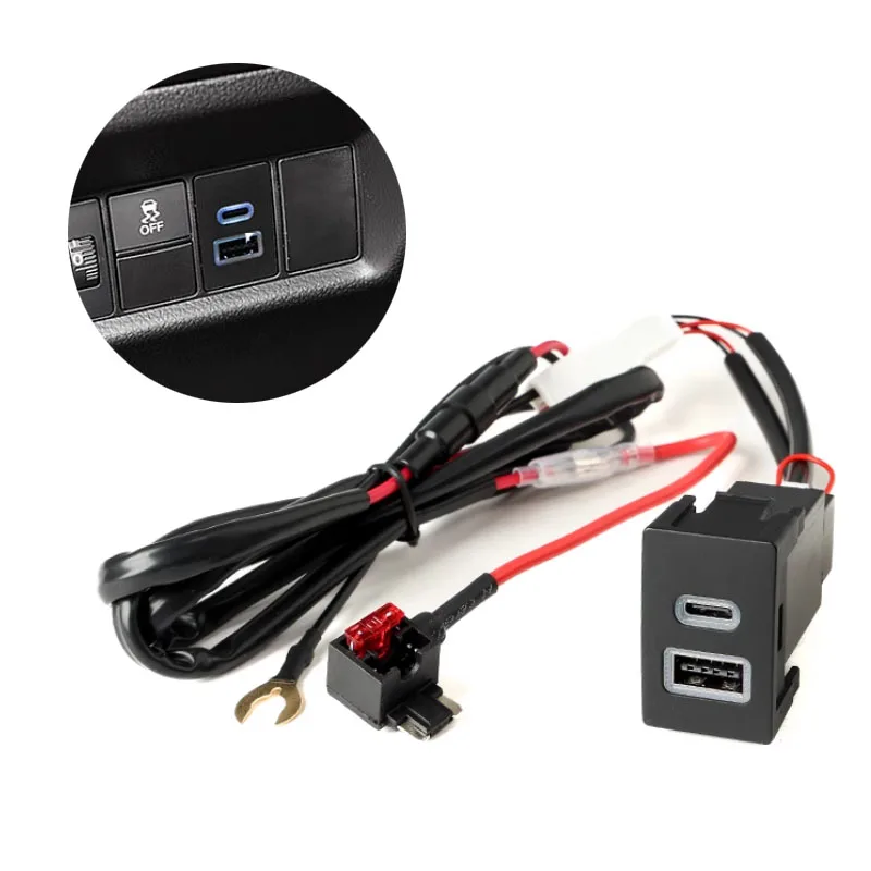 Quick Car Charger QC3.0 Type C PD Interface Socket Auto Phone Fast Charging Adapter Button for Honda BREEZE 4 Generations CRV.