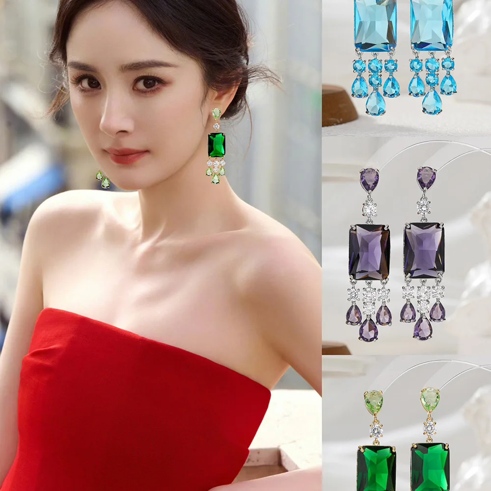 

Missvikki Hot Luxury Crystal Korean Dangle Earrings Simple Clear Color Round Vintage Wedding Jewelry For Women Daily Fashion