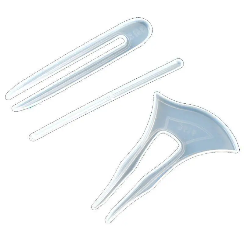 A52E 3Pcs Haarspange Haar Clip Silikon Epoxy Harz Form Haar Pin Schmuck Casting Mould – Detail 4