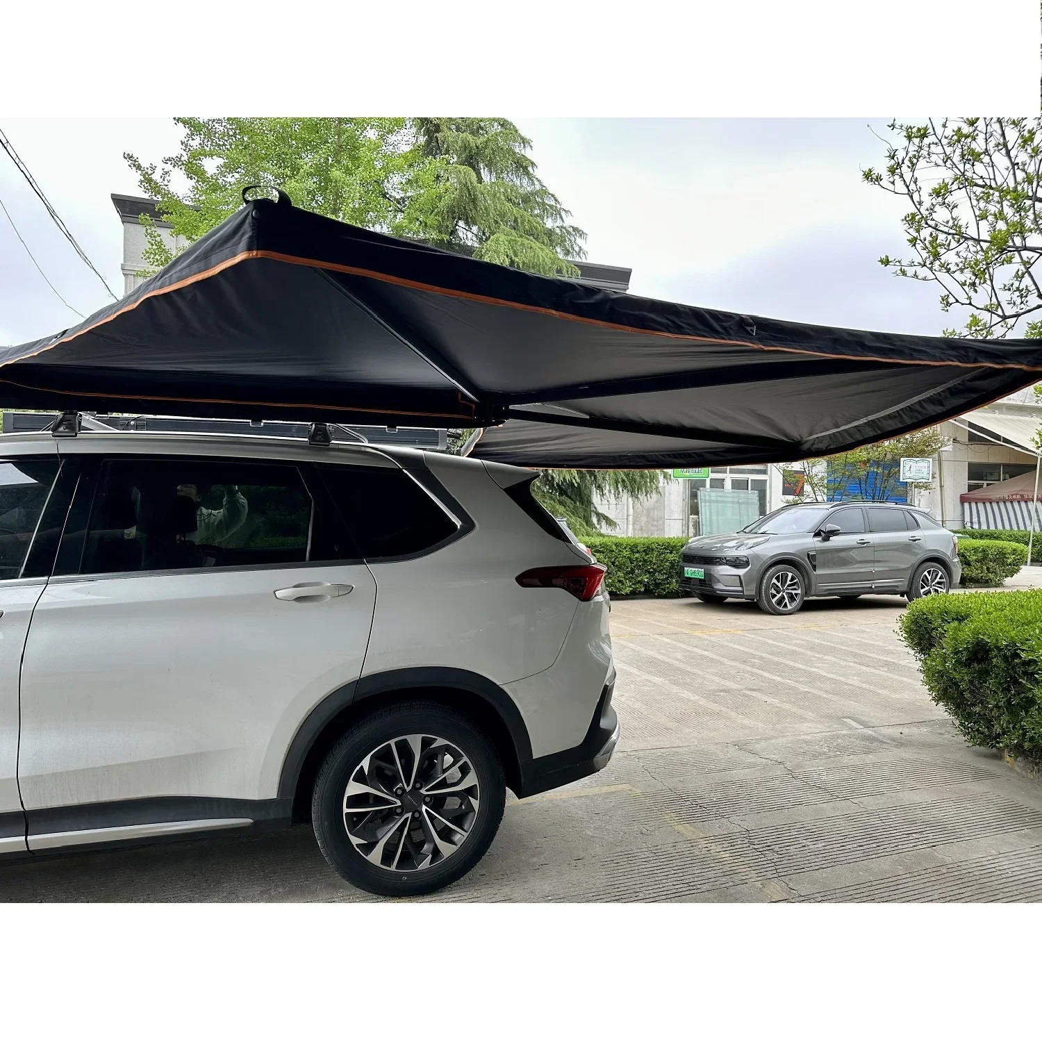 600D Canvas Waterproof Free standing car 270 foxwing awning car side awning roof top tent awning with led light