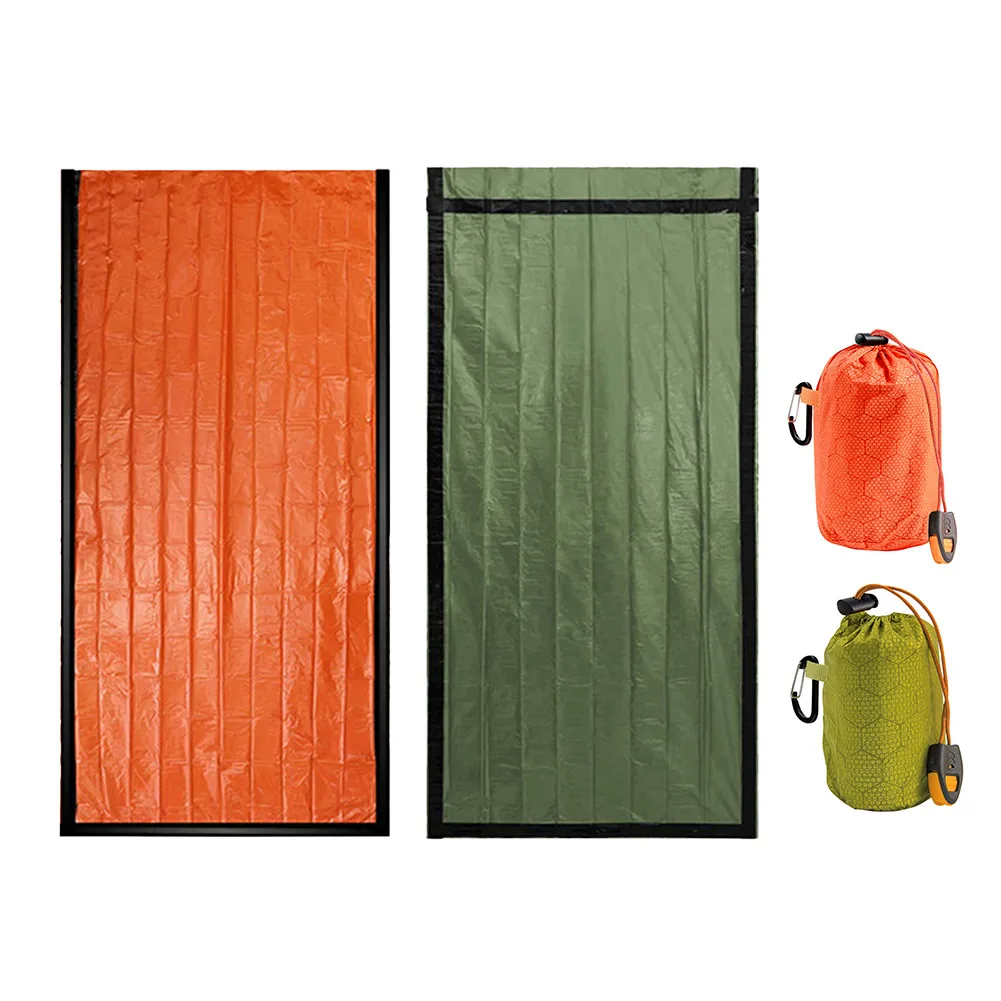 Thermal Sleeping Bag Portable Sleeping Pad Quilt PE Aluminum Film Warm Windproof Waterproof Bivy Sack for Camping Hiking Outdoor