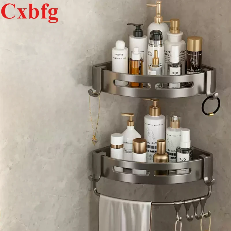 2/1 PCS Adhensive Bathroom Shampoo Holder Shower Caddy Shelves Storage No Drill Shelf Corner Towel Holder Shelves For Bathroom