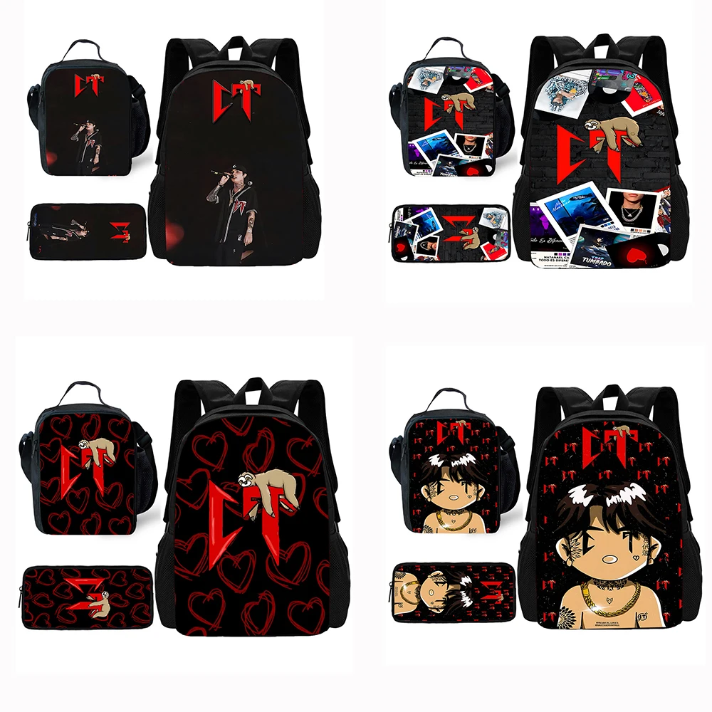 Child School Rapper Natanael Cano Backpack with Lunch Bags ,Pencil Bags ,School Bags for Boys Girls Best Gift