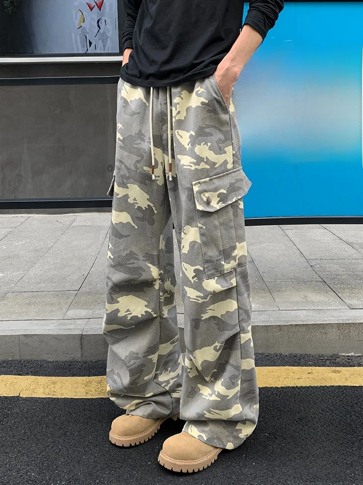 

Мужские камуфляжные брюки Paul Frank American Workwear, весна 2026, свободные прямые повседневные спортивные брюки с широкими штанинами, карманами и средней посадкой на талии