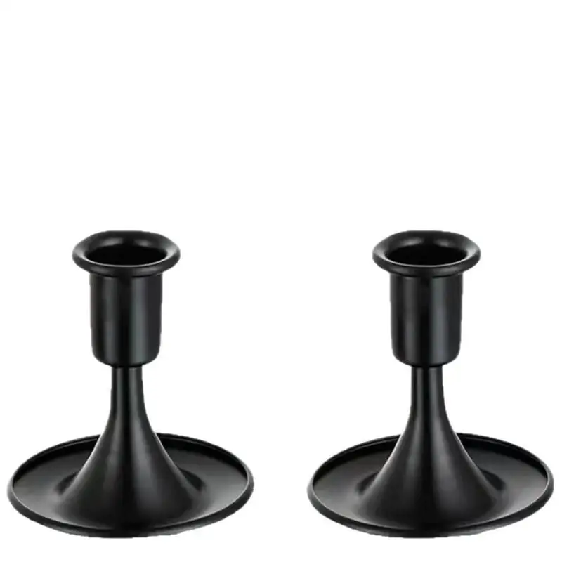 Vintage Metal Chamberstick Candle Holder With Handle Teacup Shape Ridged Pillar Candle Stand For Home Decor Wedding Table