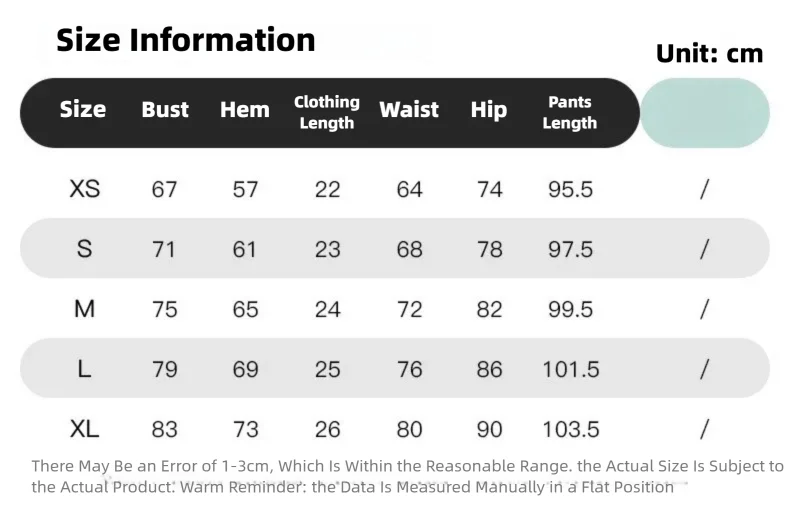 Size chart and fit details