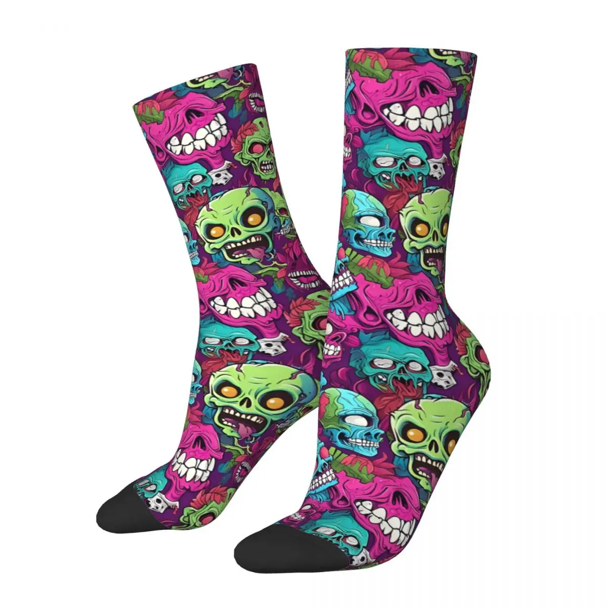 Retro Island Horror Inspired Hawaiian Series Men\'s Socks Zombie Unisex Hip Hop Seamless Printed Crazy Crew Sock Gift