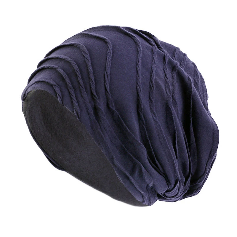 Men Women Elastic Turban Muslim Cotton Hijab Bonnet Sleep Night Cap Baggy Chemo Pullover Hat Ladies Scarf Headwrap Baggy Beanies