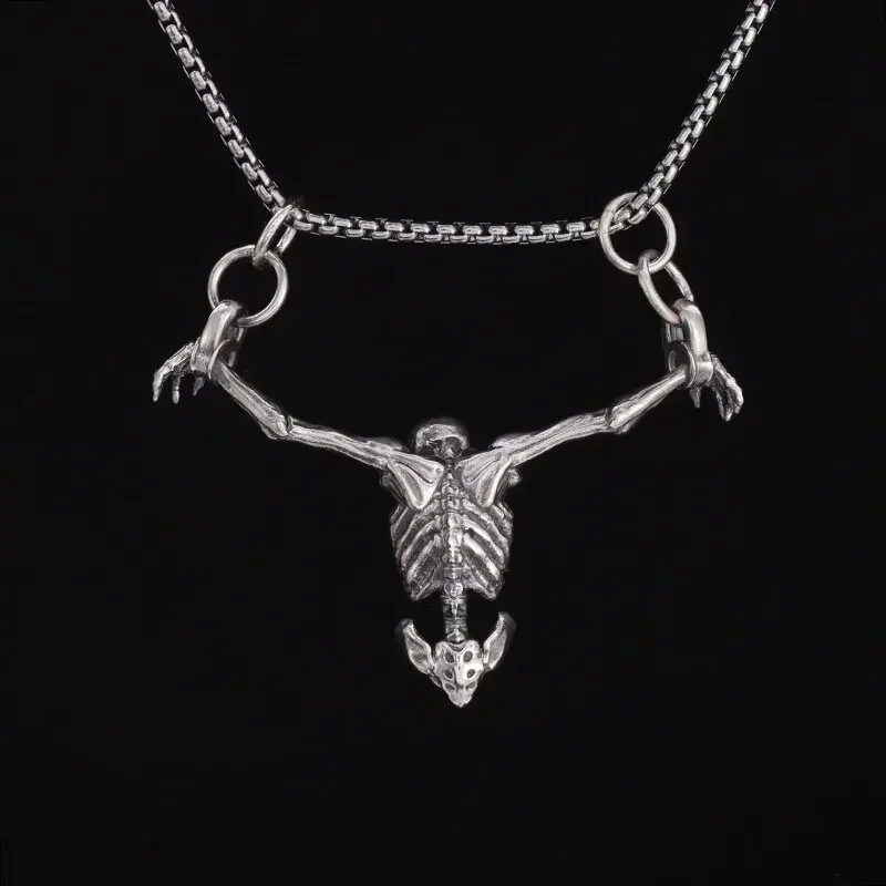 Vintage Gothic Good Friday Skull Pendant Necklace for Men Motorcycle Punk Rock Jewelry Gift