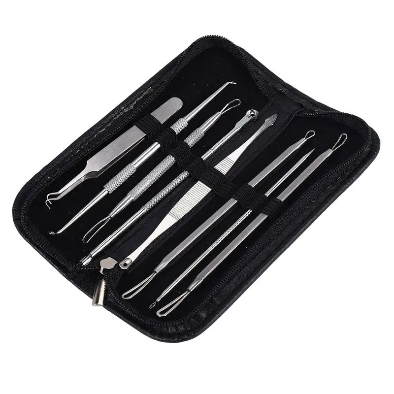 

AEE2-Professional Black Head Remover Tool Kit Stainless Steel Blackhead Acne Comedone Pimple Blemish Extractor Beauty Tool