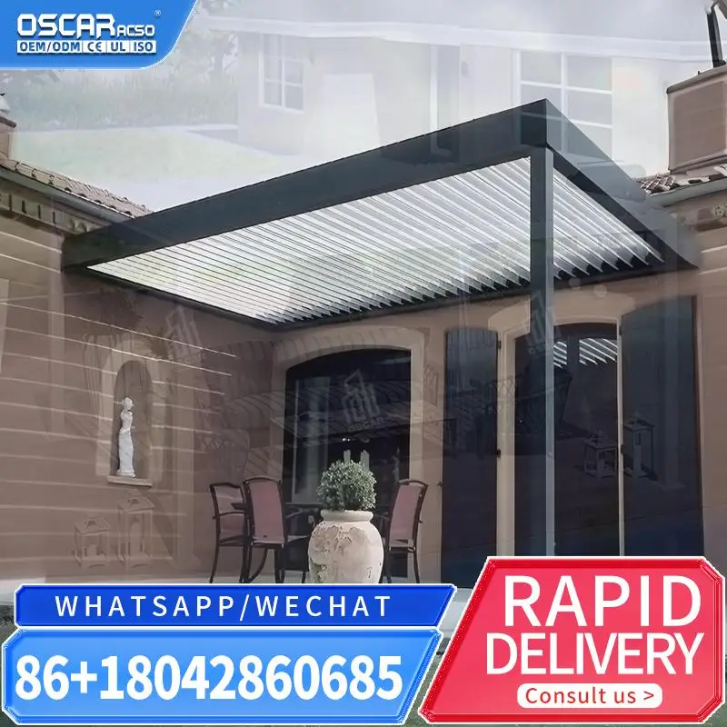 Waterproof Remote Control Motorized Automatic Aluminium Outdoor Pergola Roof Louvers Bioclimatica System for Garden Patio Balcon