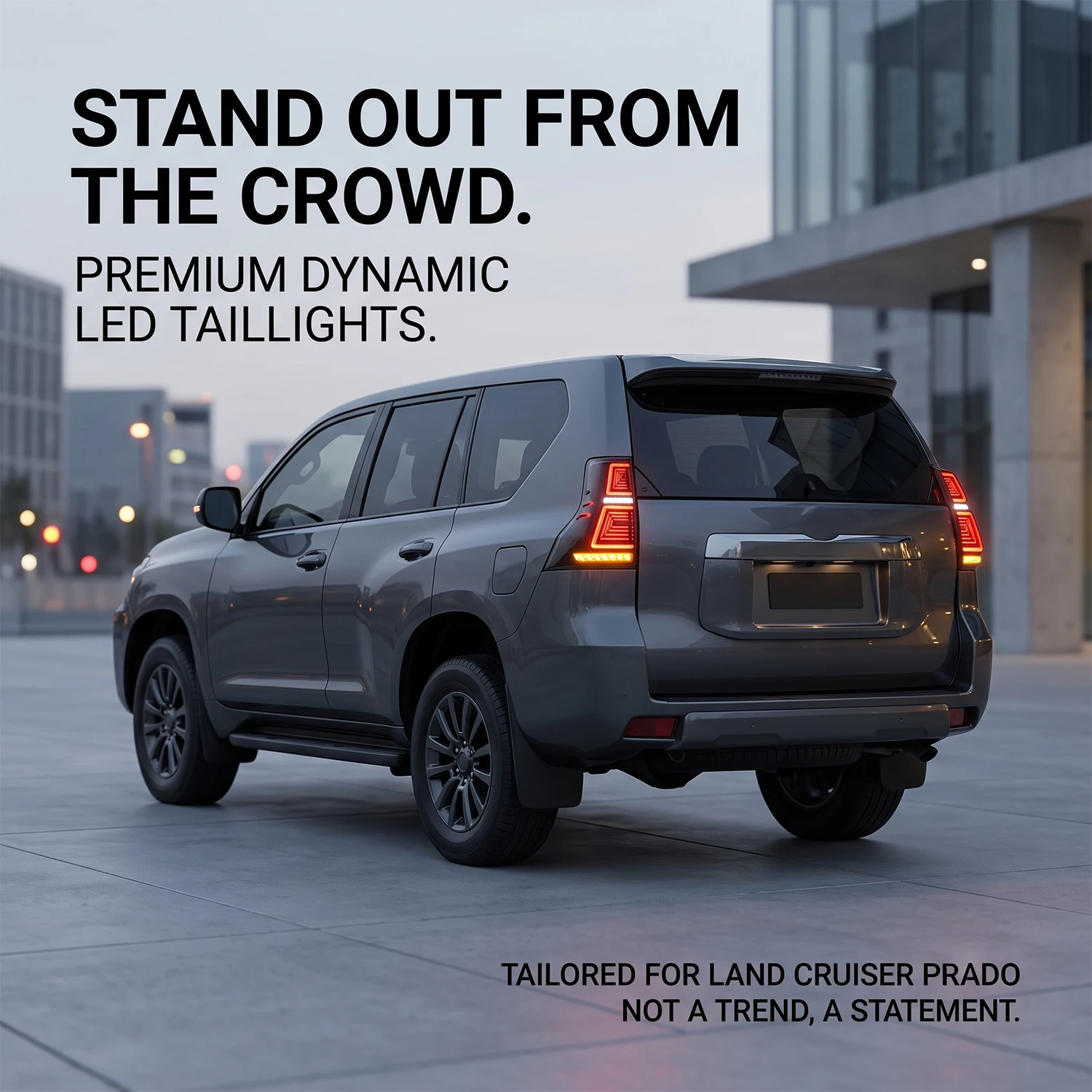 HCMOTIONZ LED Tail Lights for Toyota Land Cruiser Prado J150 Lexus GX460 2010-2023 Start-up Animation Sequential Dark Smoked