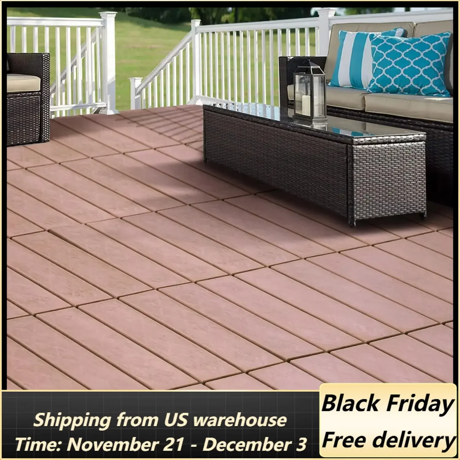 Deck Tiles Interlocking Outdoor All Weather, 36 Pack (11.3