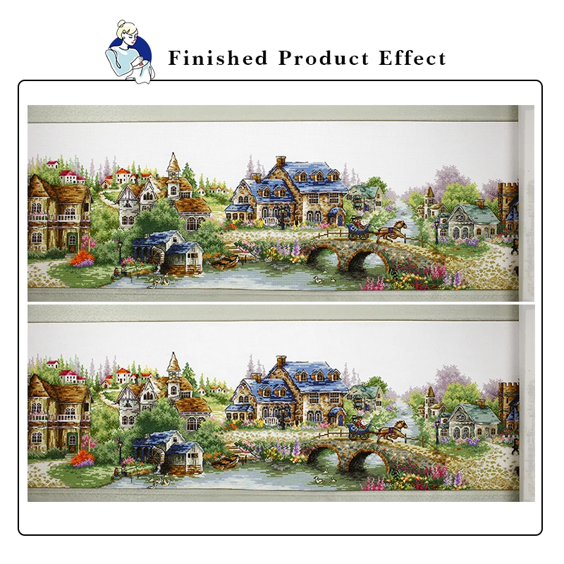 European Town Pattern Cross Stitch Kits Stamped Counted Canvas Aida 16CT 14CT 11CT DIY Embroidery Needlework Hand Decoration Set