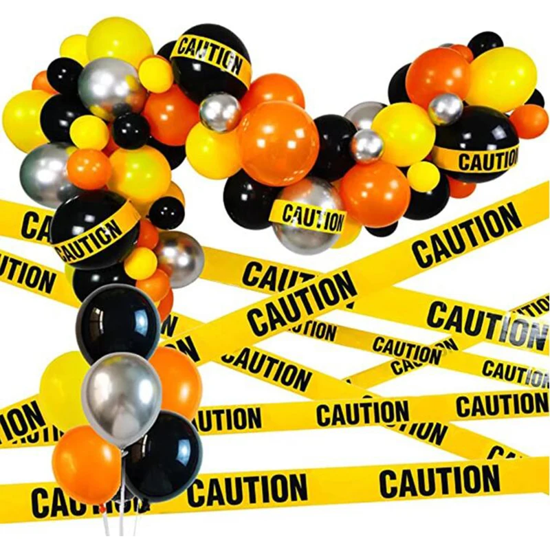 25/100m Letter Caution Ribbon Yellow Black Warning Tapes for Halloween Decoration Outdoor Construction Birthday Party Supplies