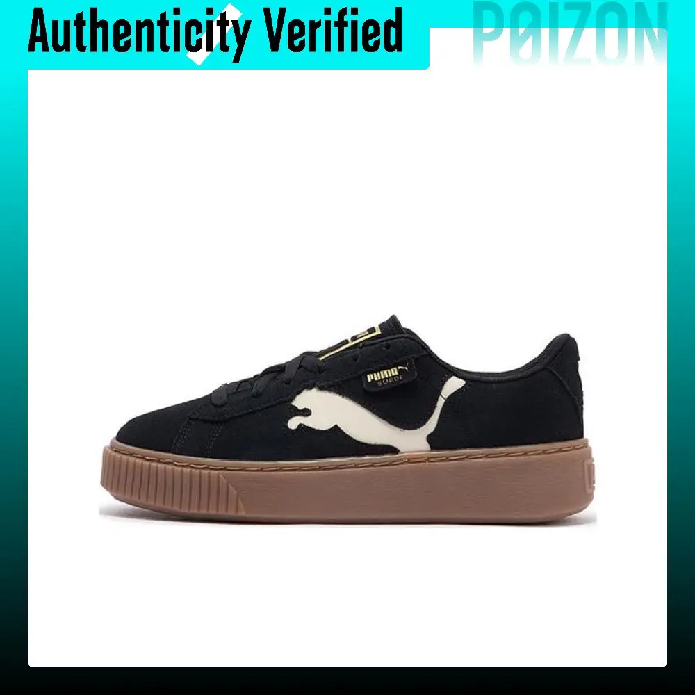 PUMA Suede Platform Low top Skateboard Shoes Women's Black 397233-01