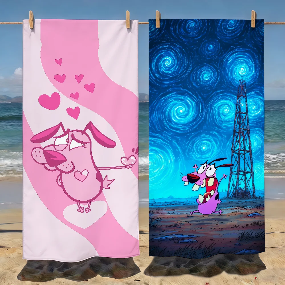 Cartoon C-Courage The Cowardly Dog Towel Soft Pool Gift For Travel Gym Shower Camping Quick Dry Sports Beach Towels
