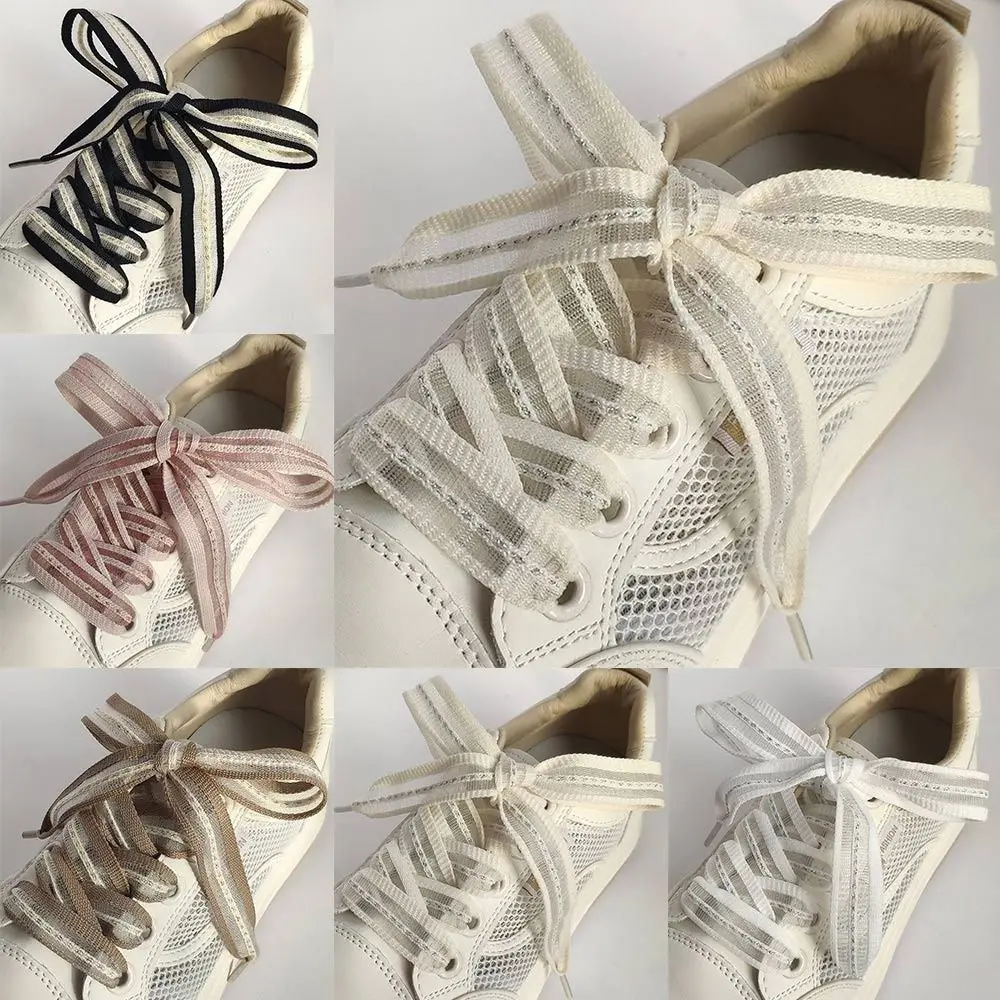 New 2cm Bow Wide Rope Solid Color Satin Silk Ribbon Snow Yarn Shoe Laces Ultra-thin Bold Shoelaces