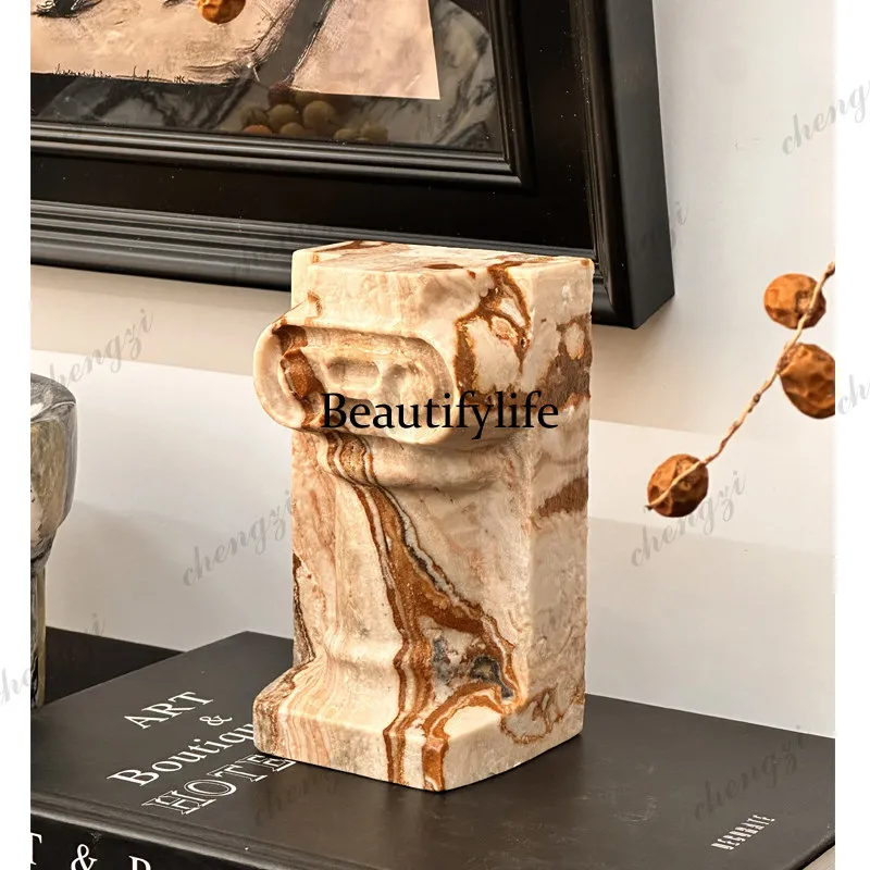 Travertine Roman columns, different natural stone lines, creative European architecture books rely on ornaments