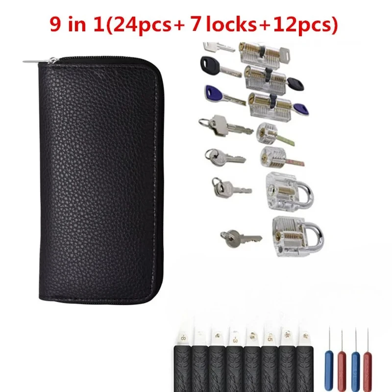 

GOSO 24PCS with Transparent locks Practice Locksmith Tools Practice Lock Pick Key Extractor Padlock Lockpick Tool