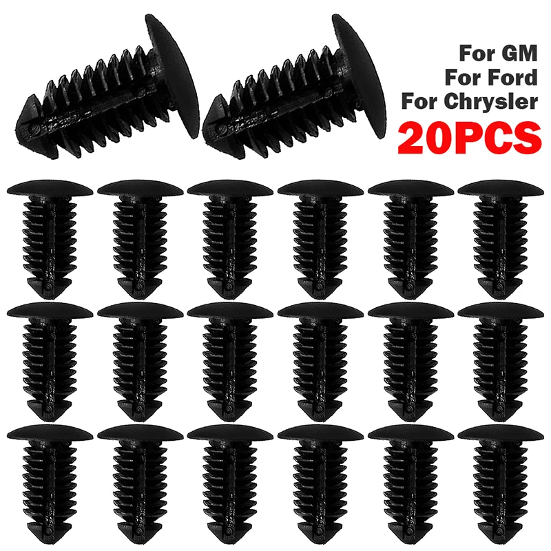 20X Car Clips Fit 10mm Hole Nylon Auto Fastener Fender Bumper Shield Retainer Plastic Rivet For GM For Ford For Chrysler